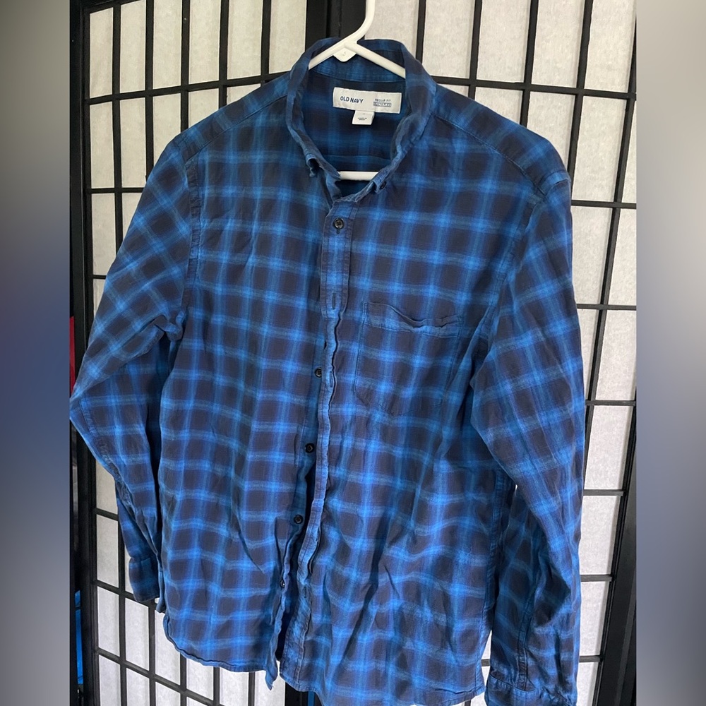 Old Navy Navy Checkered Shirt